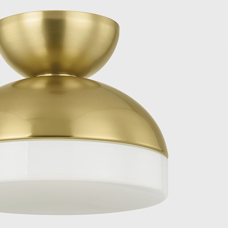Rue 1 Light 11 inch Aged Brass Flush Mount Ceiling Light